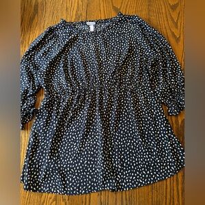 ⭐️ Isabel Maternity Peasant top Blouse sz XXL elastic waist black and tan EUC